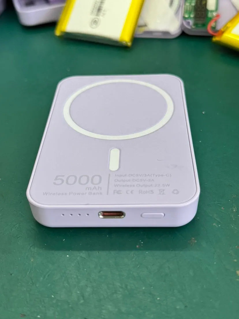 White magnetic wireless charging power bank with compact creative design