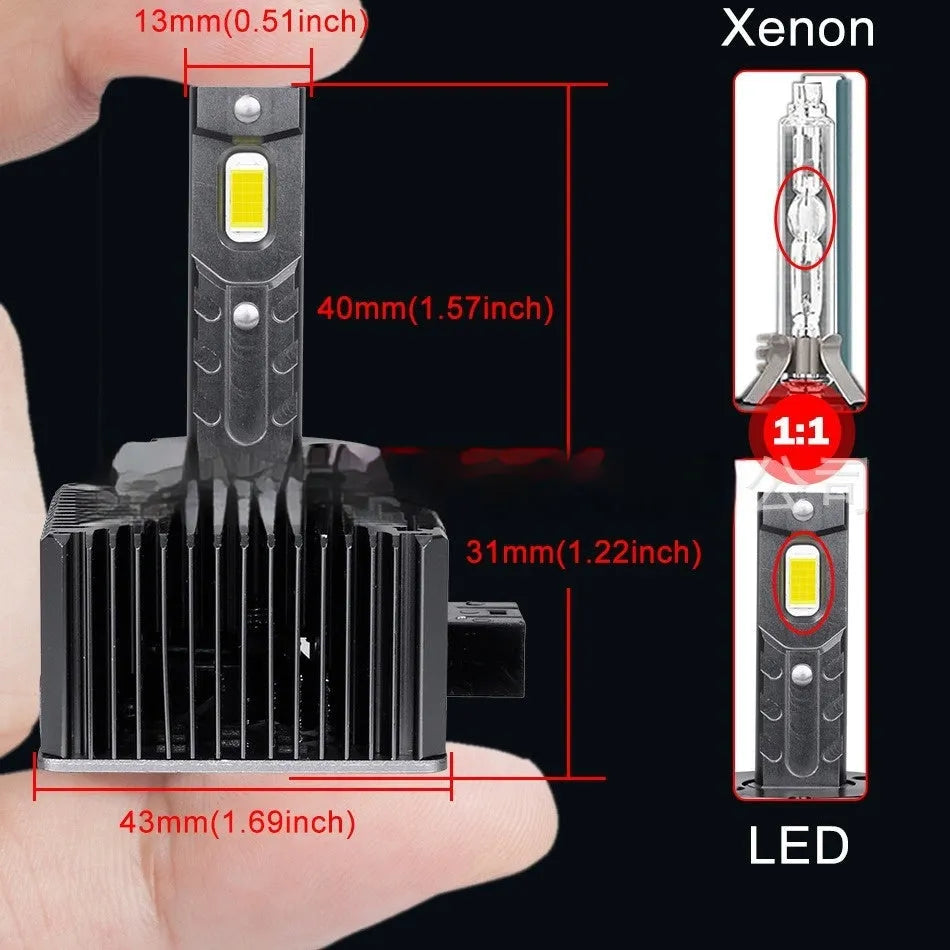 A10-D LED headlight replacement with lamp stabilizer, aviation aluminium alloy, IP67, 70W, 6000K, universal car fitment