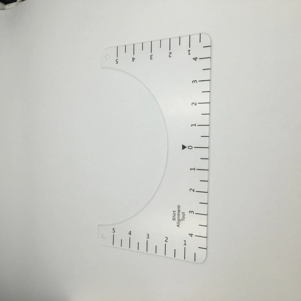 Transparent acrylic 10x6 inch sewing patch ruler for T-shirt fabric alignment