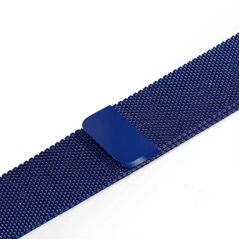 Stainless steel replacement watch strap for smartwatches shown in silver
