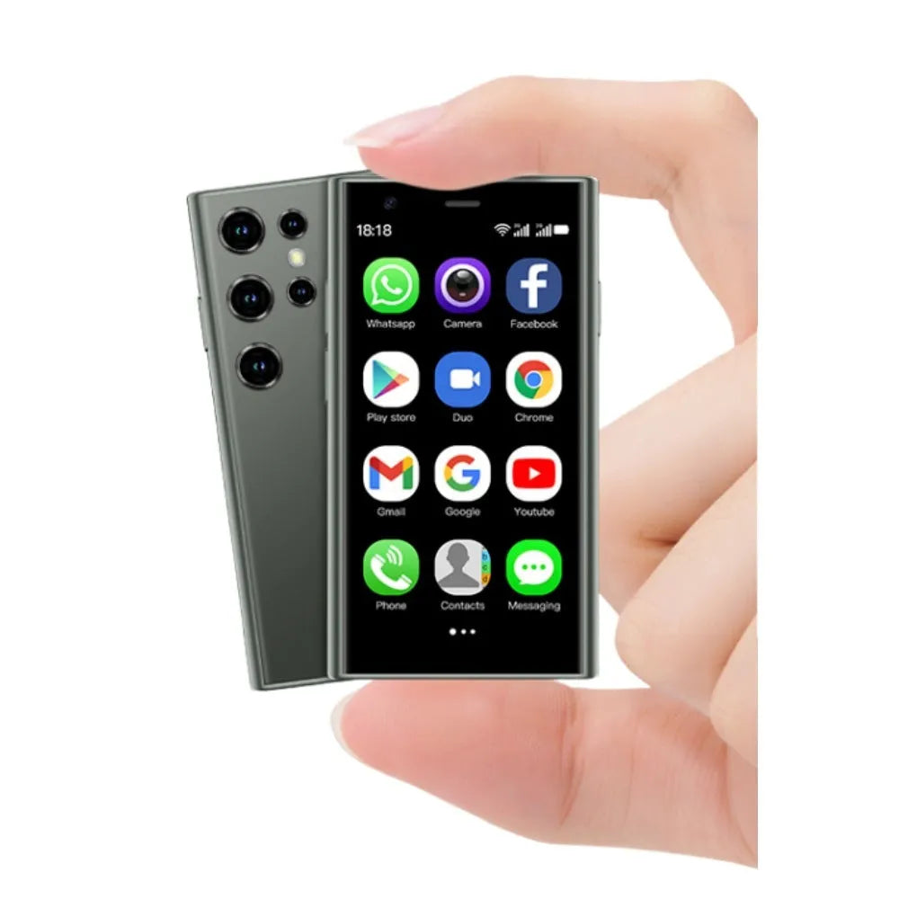 S23PRO XS15 mini smartphone in black, green, or pink purple colours showing front display