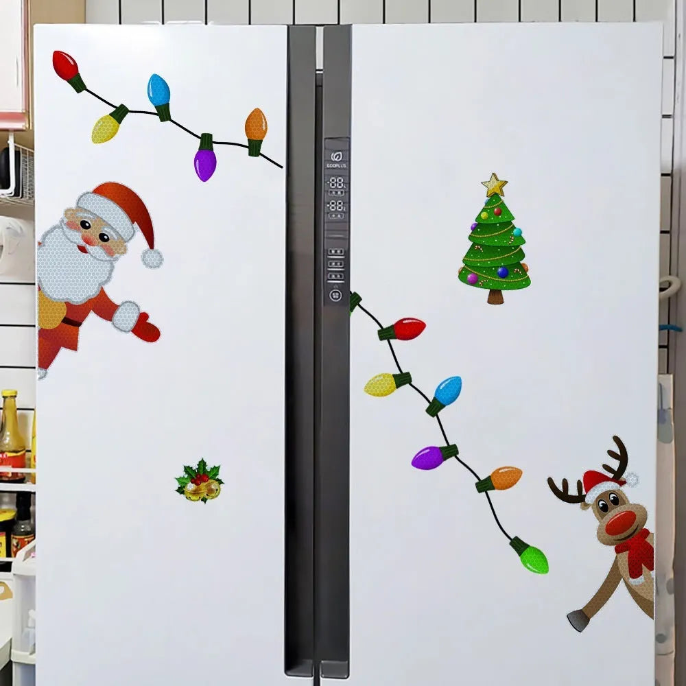 Medium size reflective elk magnetic Christmas car sticker with RFM025 6-thread colour pattern