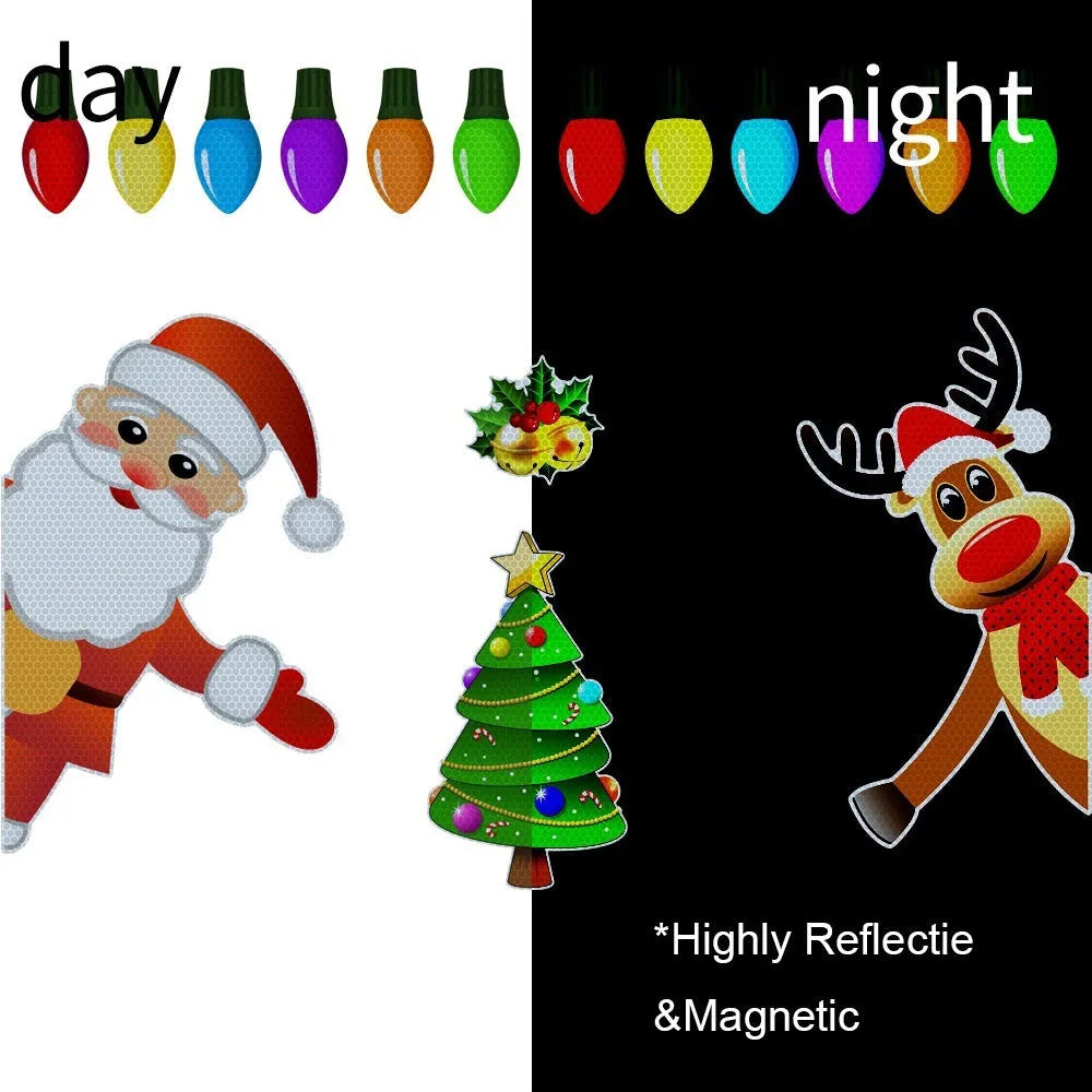 Medium size reflective elk magnetic Christmas car sticker with RFM025 6-thread colour pattern
