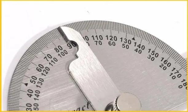 Adjustable plastic protractor ruler showing 180 degree measurement scale