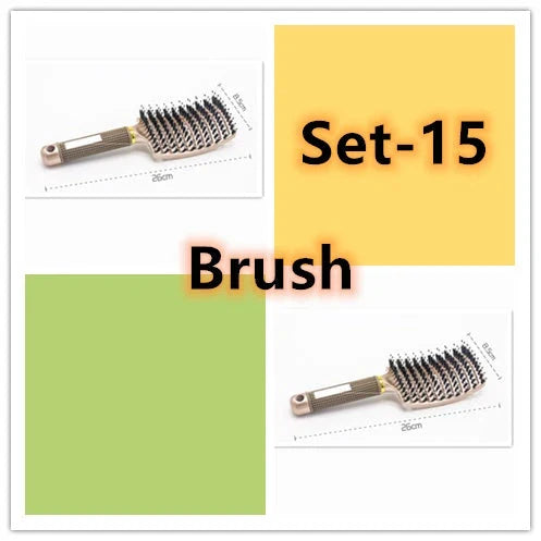 Detangling hairbrush with bristle and nylon teeth for effortless hair management and scalp massage