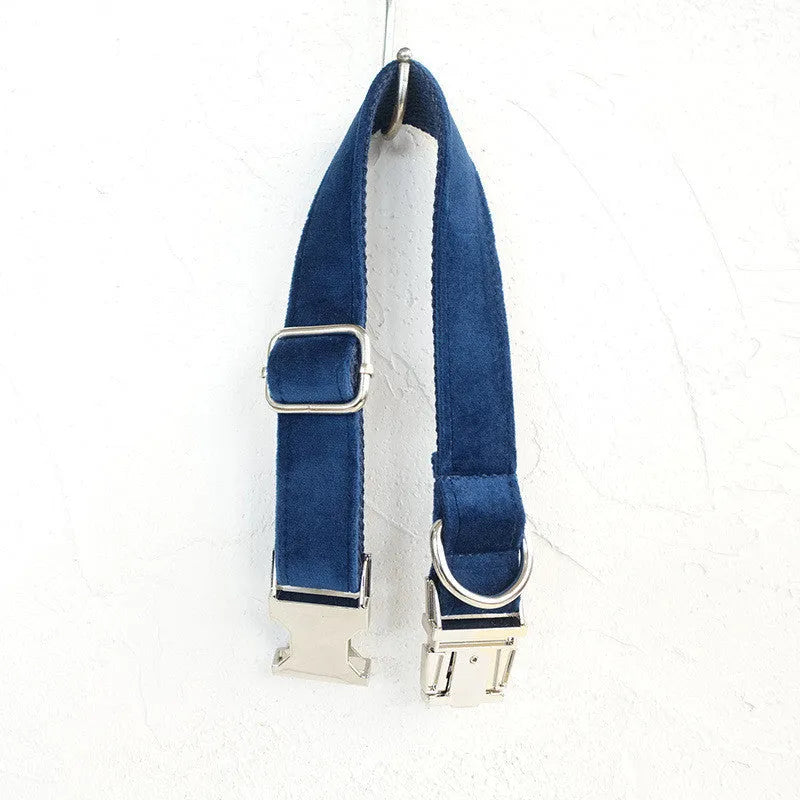 MUTTCO adjustable dog collar in polyester, yellow velvet finish, with buckle and size adjustment holes.