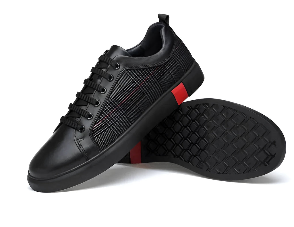 SOLEY men's genuine leather lace-up sneakers with rubber outsole, shown in a casual style.