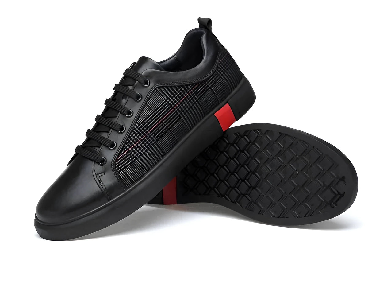 SOLEY men's genuine leather lace-up sneakers with rubber outsole, shown in a casual style.