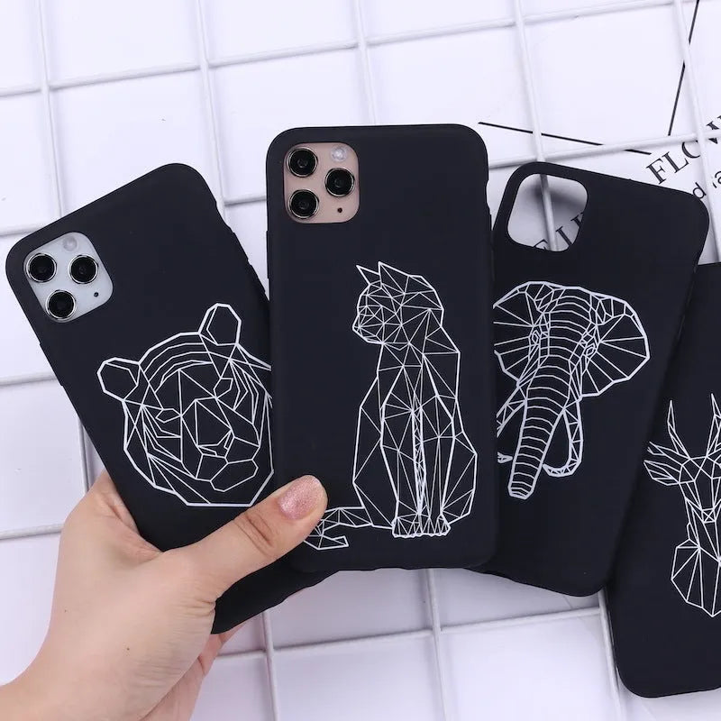 Animal art TPU phone case with painted graffiti design on solid colour background for iPhone