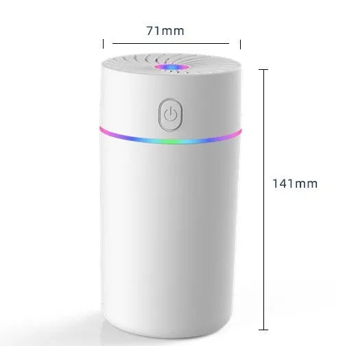Compact black car USB mini humidifier with aromatherapy function on a car dashboard.
