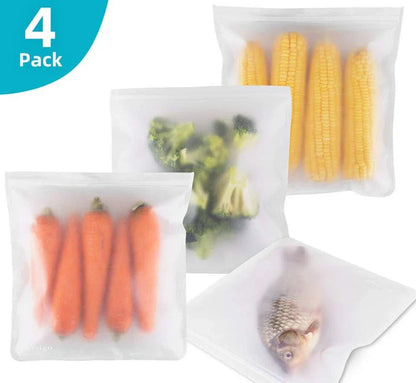 Premium PEVA food storage bags with silica gel for airtight, temperature-resistant, and reusable food preservation