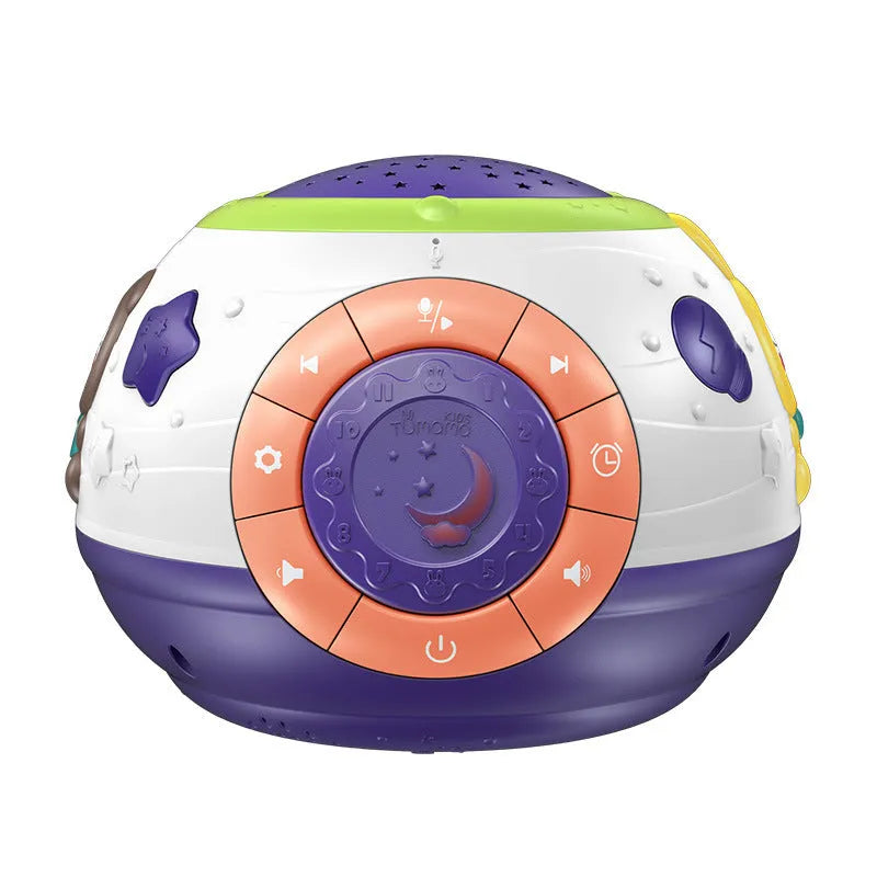 White plastic starry sky night light projector for children with sound machine functions
