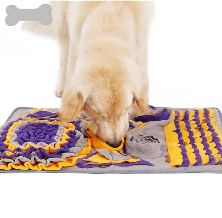 Pet snuffle mat feeding blanket with soft fleece strips and anti-slip silicone points, grey, 70x105cm