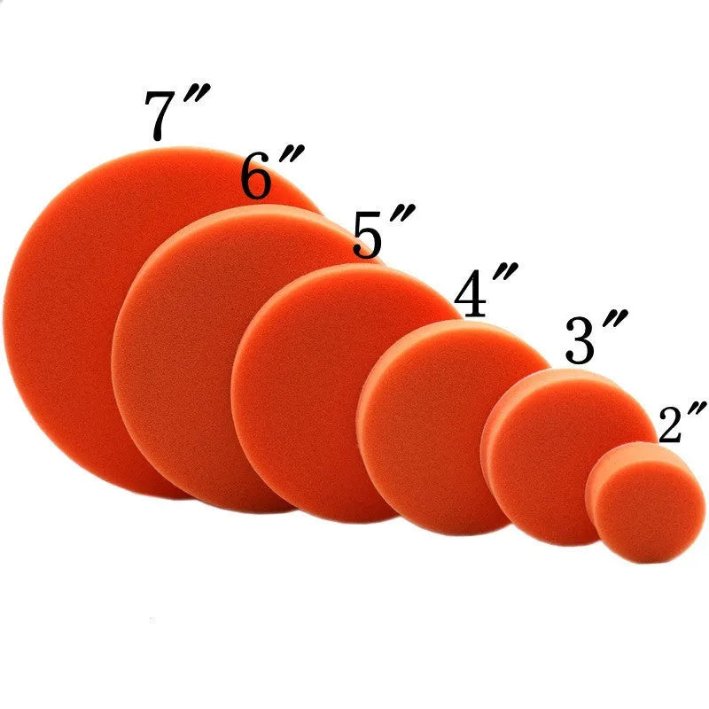 125mm car polishing and waxing disc with self-adhesive Velcro backing and polyether sponge body, flat or wave style