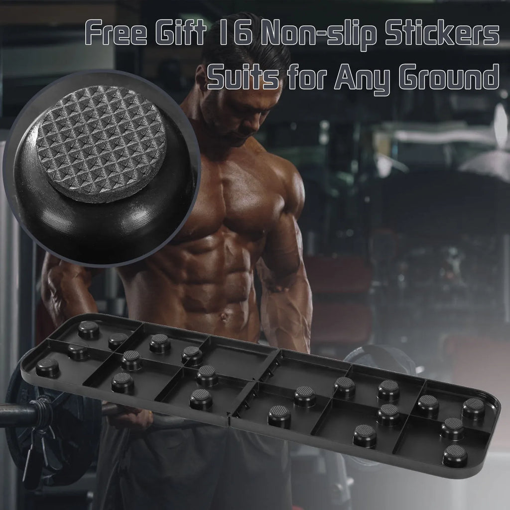 Multifunctional push-up fitness board bracket aid in ABS plastic, folded 33 x 19.5cm and opened 66 x 19.5cm.