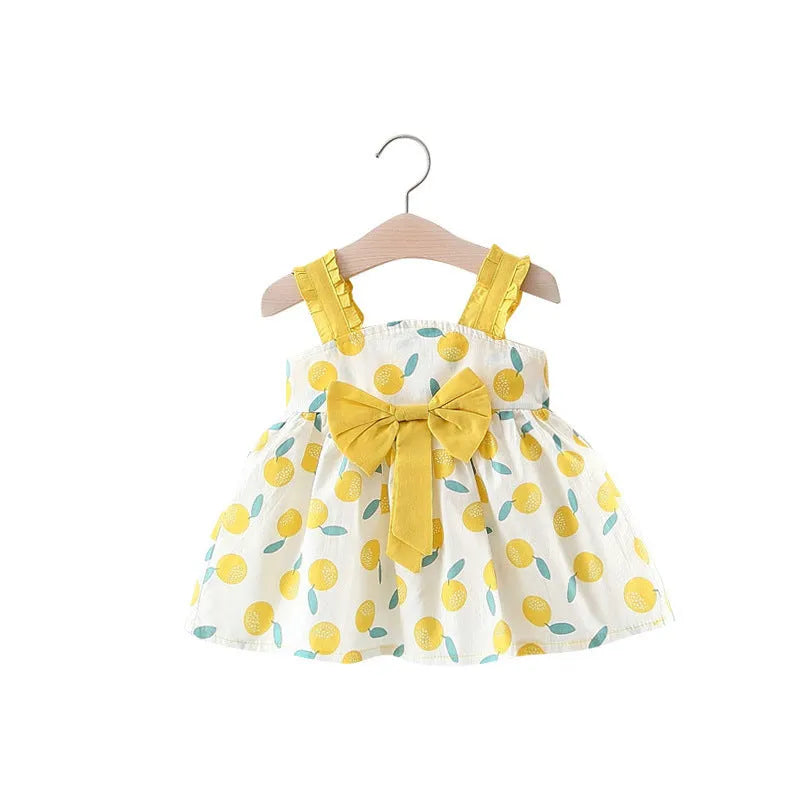 Baby girl thin cotton princess dress in pink with ruffle details, size 70cm
