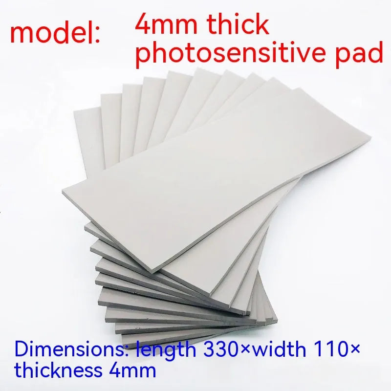 Plastic light-sensitive mat for creating photosensitive seals, shown in 2mm, 4mm, and 7mm thickness options.