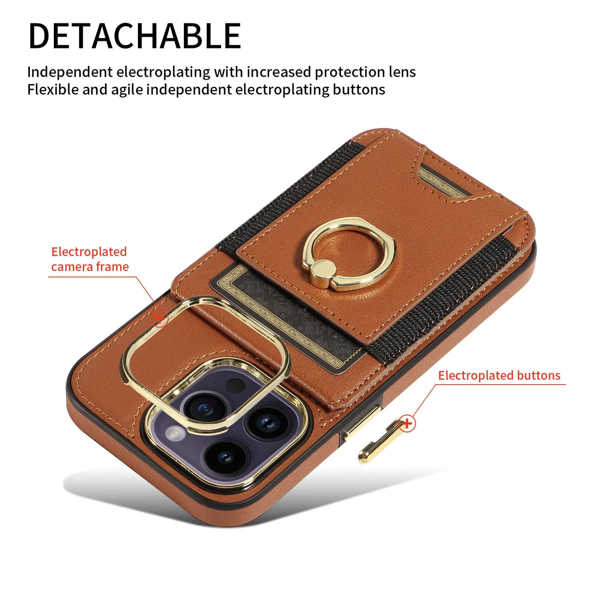 Handmade imitation leather phone case with card slot and magnetic bracket for Apple iPhone
