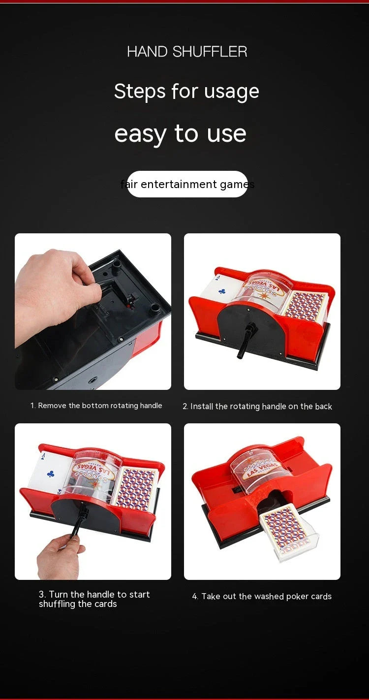 Automatic Card Shuffler - Durable handheld casino-style card shuffler for poker, blackjack, and Texas Hold'em card games