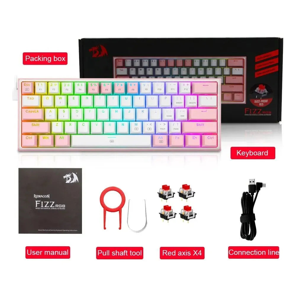 K617 RGB backlit wired mechanical keyboard with multimedia keys on a desk