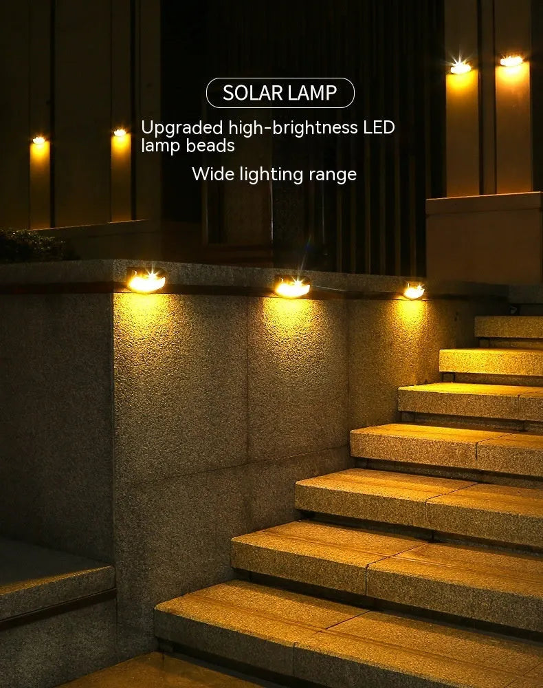 Solar-powered smiling face wall lamp for outdoor garden and courtyard lighting