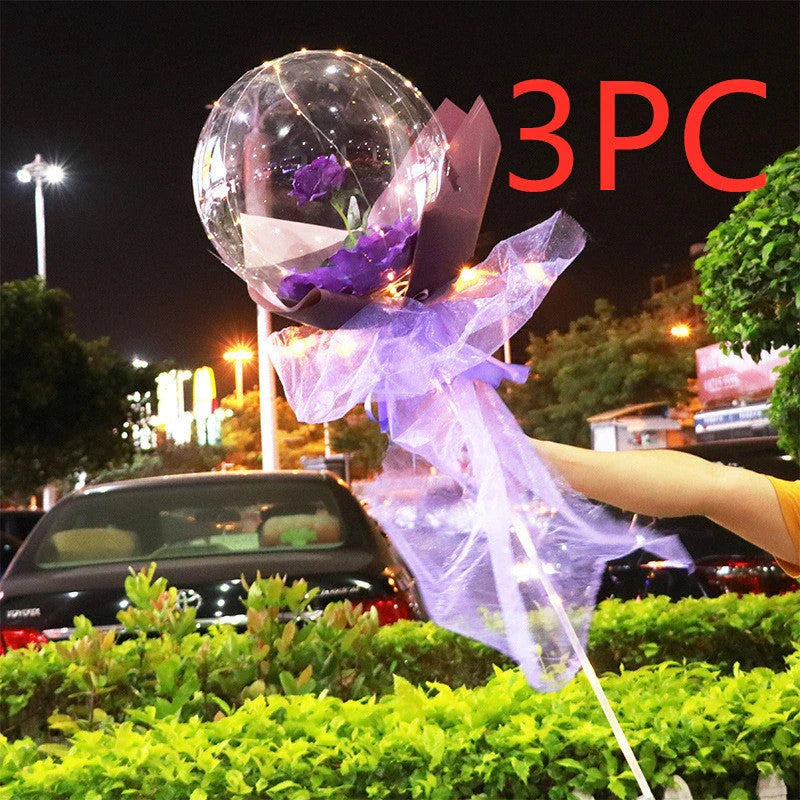 Luminous Balloon Rose Bouquet with LED lighting creating a magical ambiance for celebrations