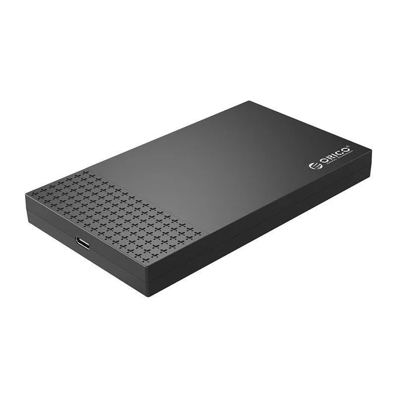 Black 2.5-inch Type-C USB 3.1 hard disk box in ABS plastic with cables