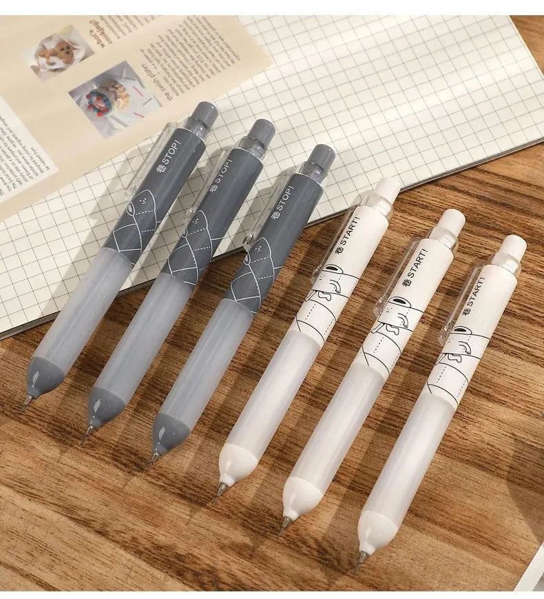 0.5mm HB mechanical pencil with cloud-shaped ergonomic grip in black and white minimalist design