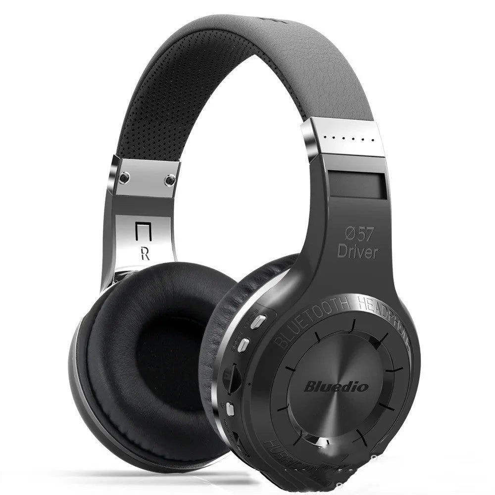 Hurricane series Bluetooth headset in black, stereo head-mounted wireless headphones with power display