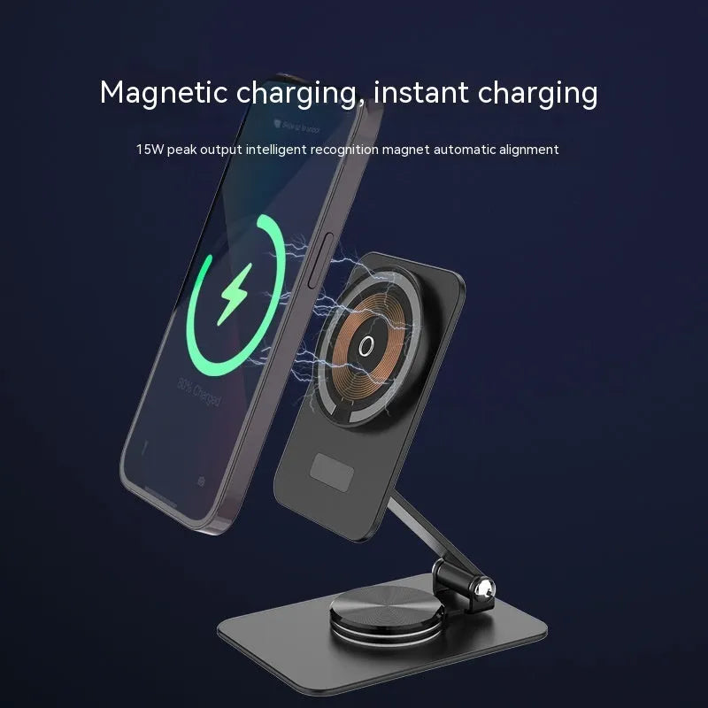 Black digital magnetic wireless charger 15W with Type-C interface for Apple iPhone models