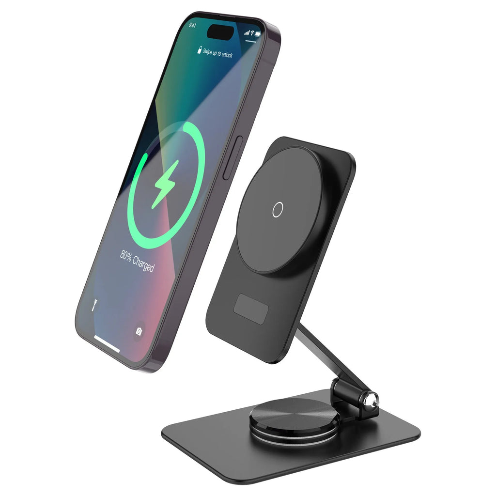 Black digital magnetic wireless charger 15W with Type-C interface for Apple iPhone models