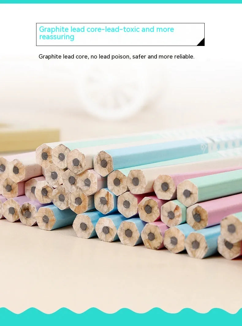 Basswood six-angle thermal transfer pencils in 50-piece barrel packaging