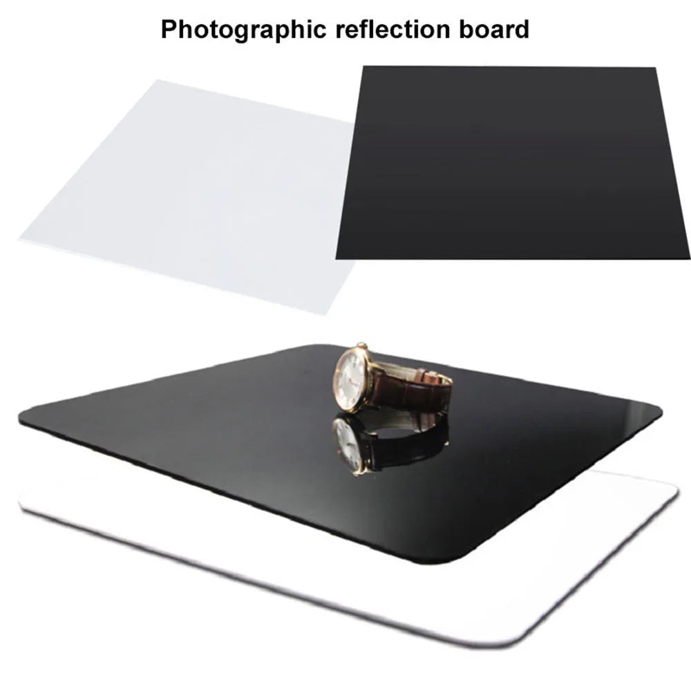 Black and white acrylic shooting reflection board for jewellery photography backgrounds
