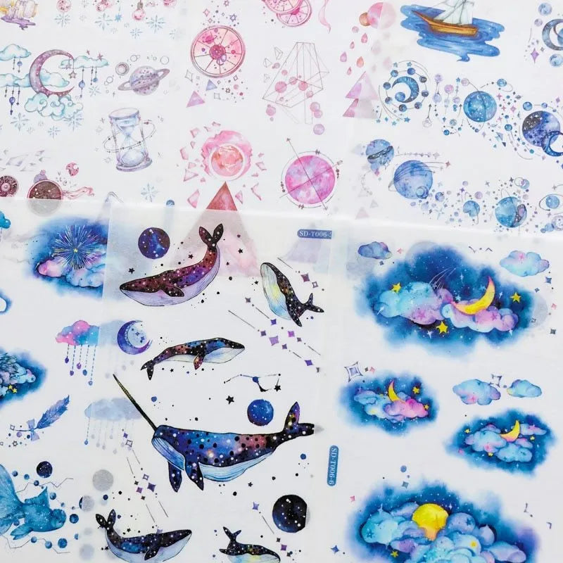 Abu Sticker Japanese paper fantasy stars design 10.5x14.1cm hand account set