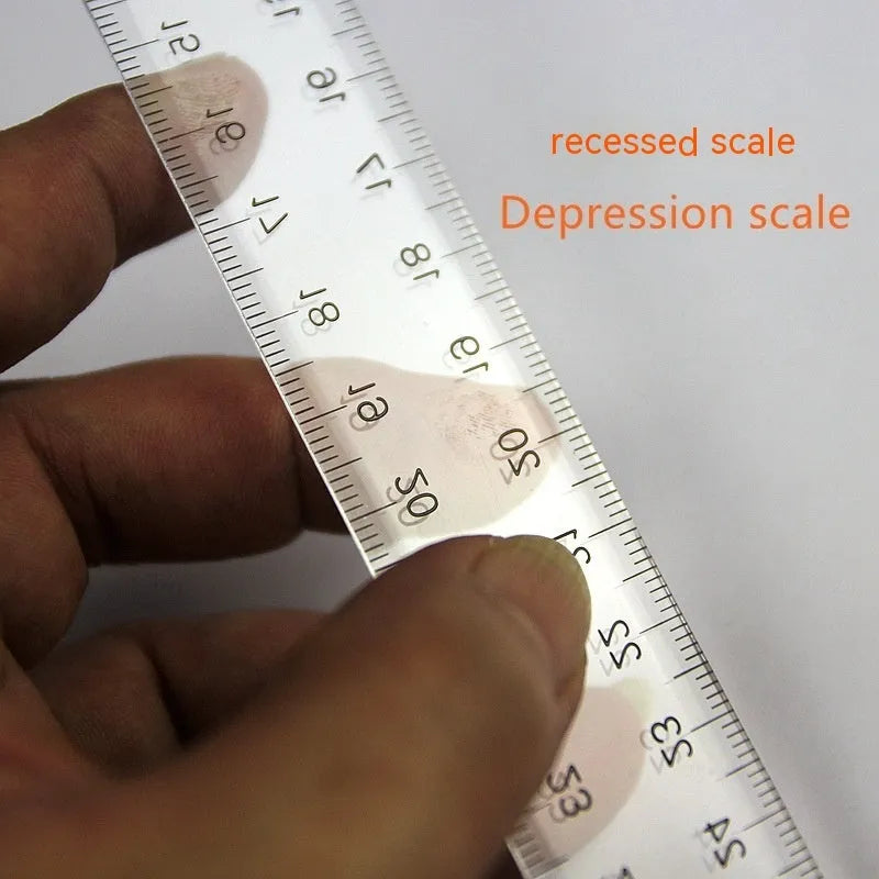30cm plastic T-shaped ruler for student art supplies in transparent or orange yellow with double centimetre scale