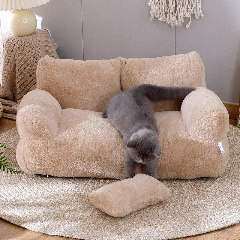 Cozy and luxurious cat bed sofa in various colors, featuring a thick backrest and non-slip bottom for ultimate pet comfort