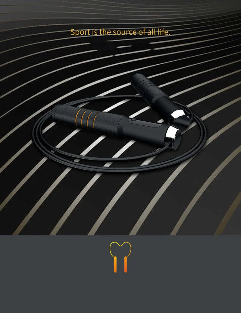 Smart Bluetooth counting skipping rope with LCD display, black orange handle, and adjustable 3m PVC rope