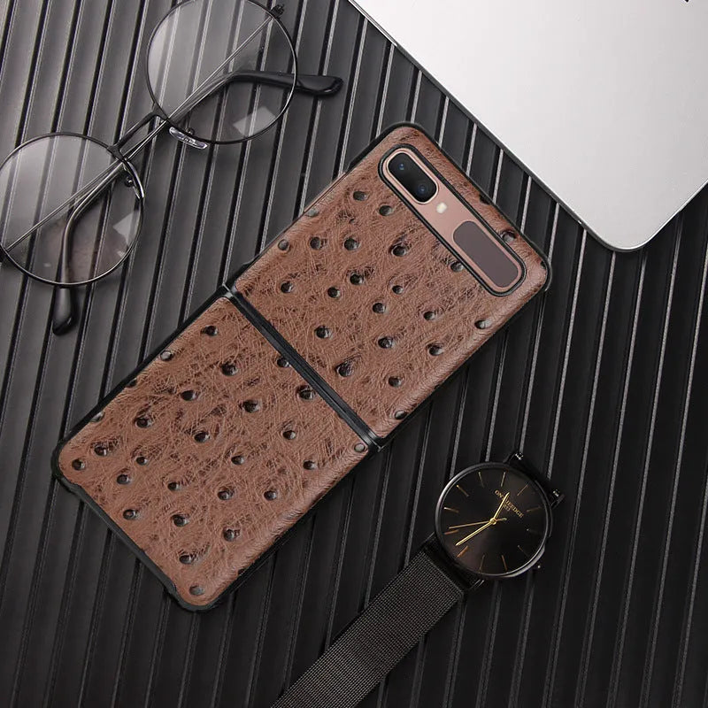 Camel pattern business leather folding protective phone case for Samsung Galaxy Z Flip 3 and 4 in brown