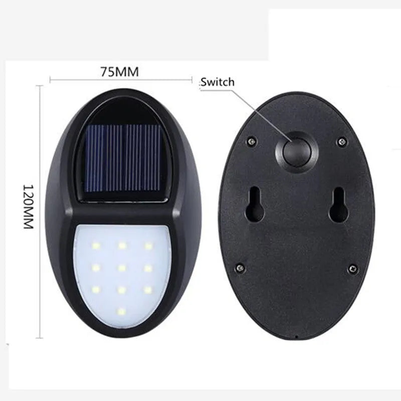 Black compact square solar-powered LED wall light for outdoor use.