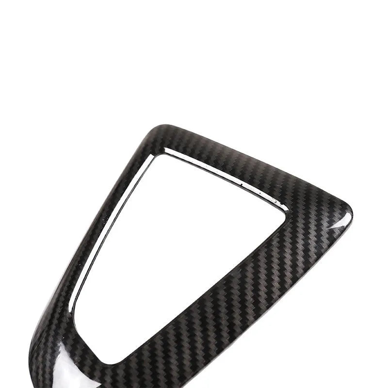 BMW dashboard gear base frame sticker with carbon fibre pattern, 13cm by 9cm