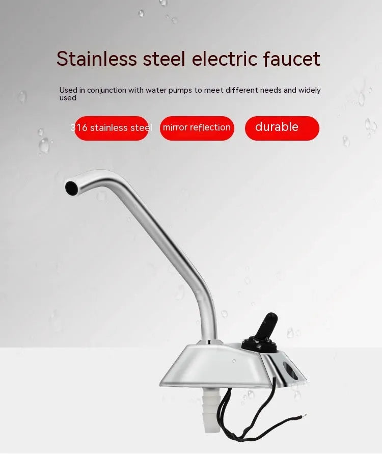 316 stainless steel electronic control RV faucet with rotating spout and mirror polished finish