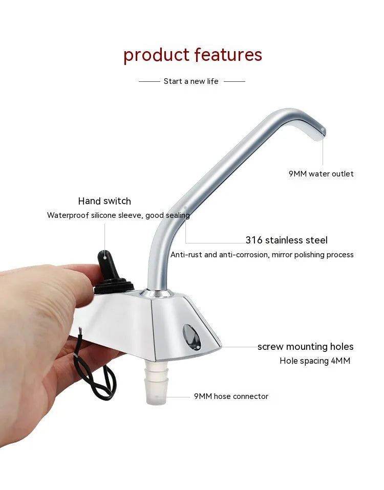 316 stainless steel electronic control RV faucet with rotating spout and mirror polished finish