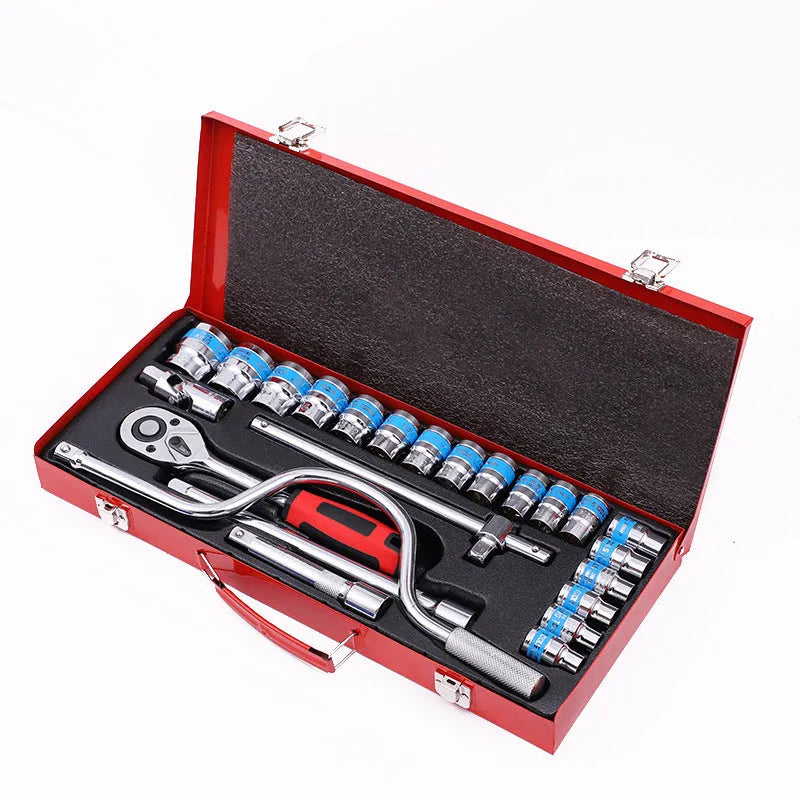 24-piece curved bow wrench combination suit for auto repair and household mechanical maintenance
