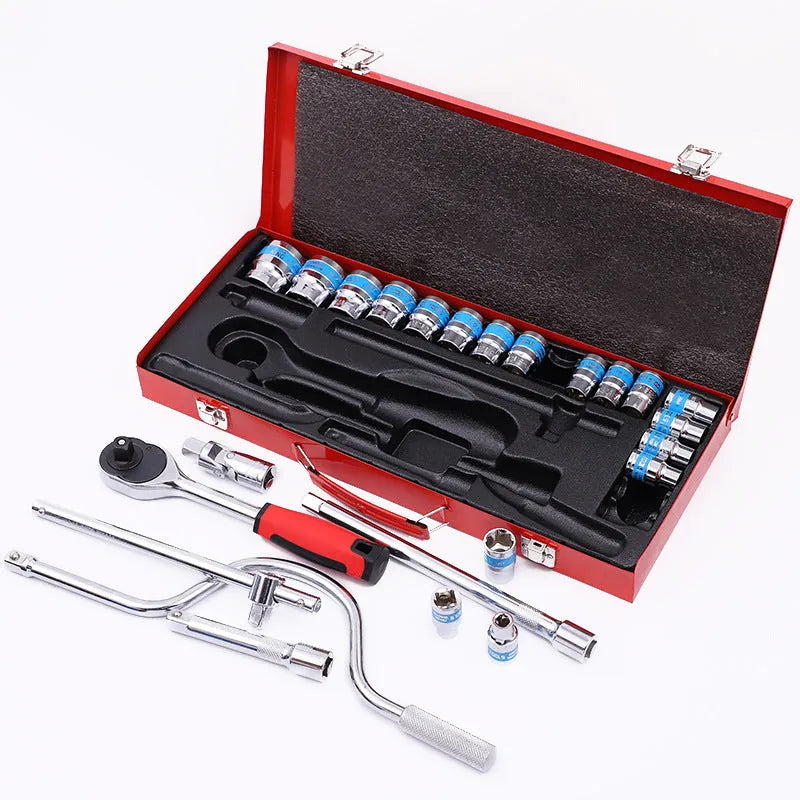 24-piece curved bow wrench combination suit for auto repair and household mechanical maintenance