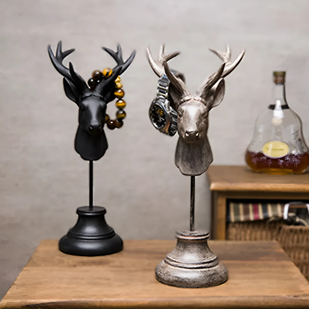 Tall black resin animal ornament figurine for home shelf decoration.
