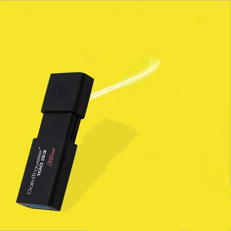 Black USB flash drive with sliding cover for dual-use between phone and computer