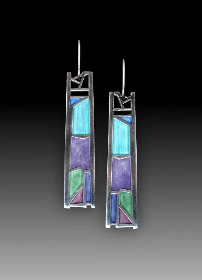 Silver water drop shaped women's earrings with irregular electroplated finish