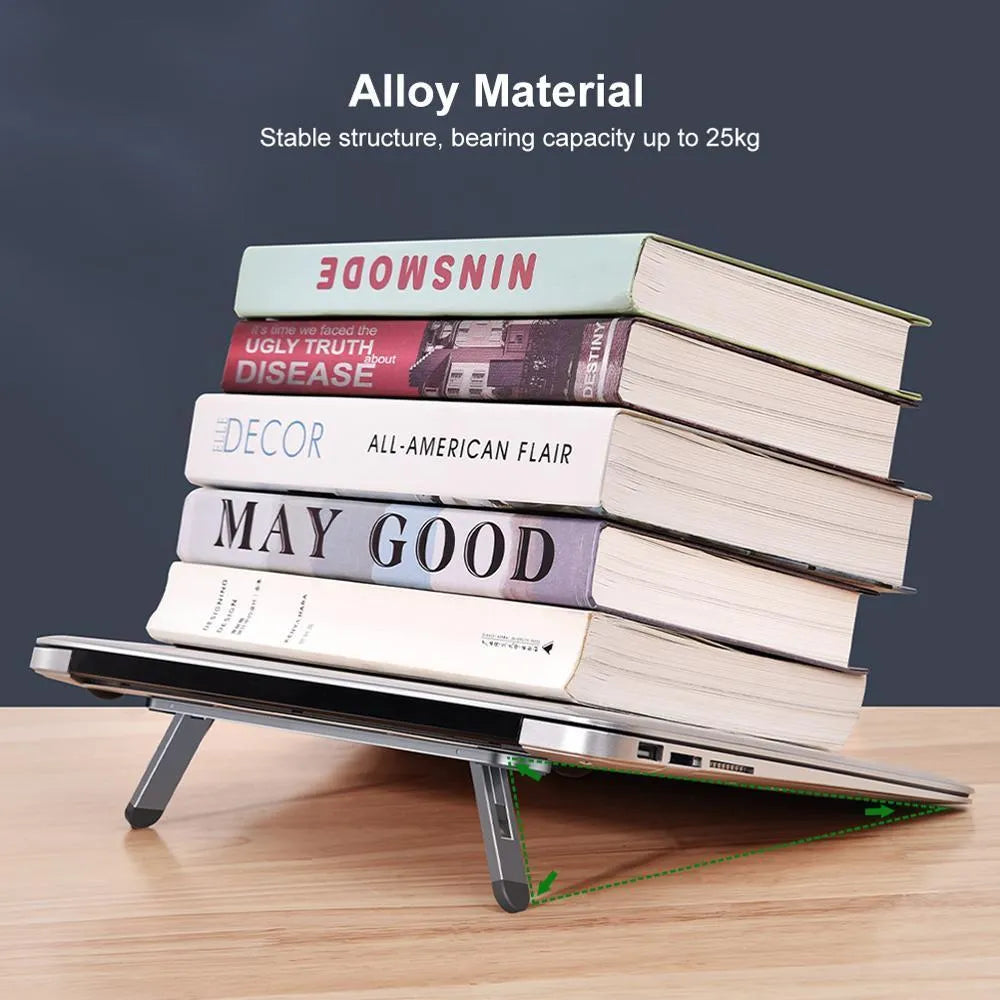 Aluminium alloy laptop stand 216x26mm with silicone pads in silver or dark grey
