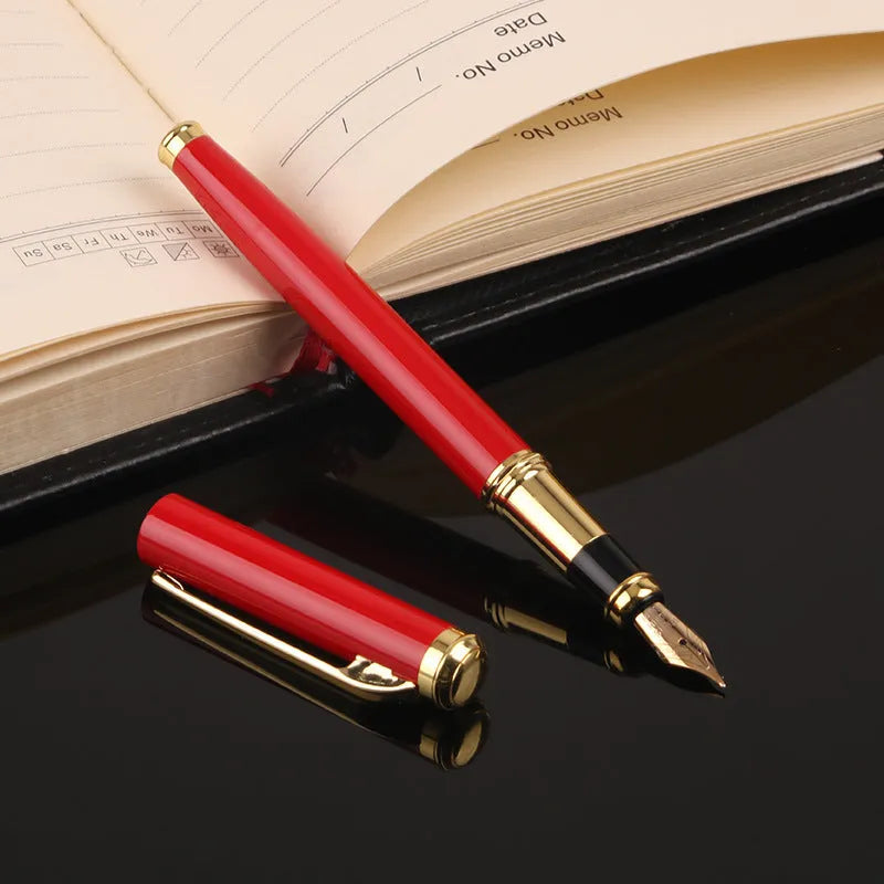 Metal writing pen with 0.5mm fine tip in red and black colour options for office use