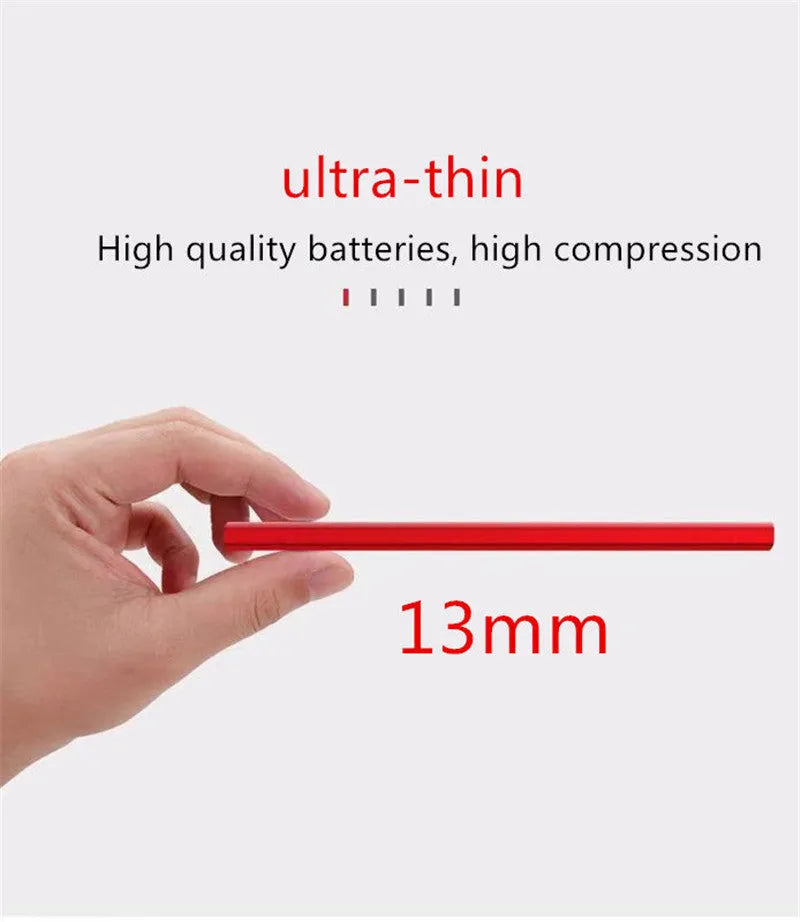 Ultra-thin 20000mAh power bank with digital display, dual USB ports, L172 x W14 x H152, black blue red